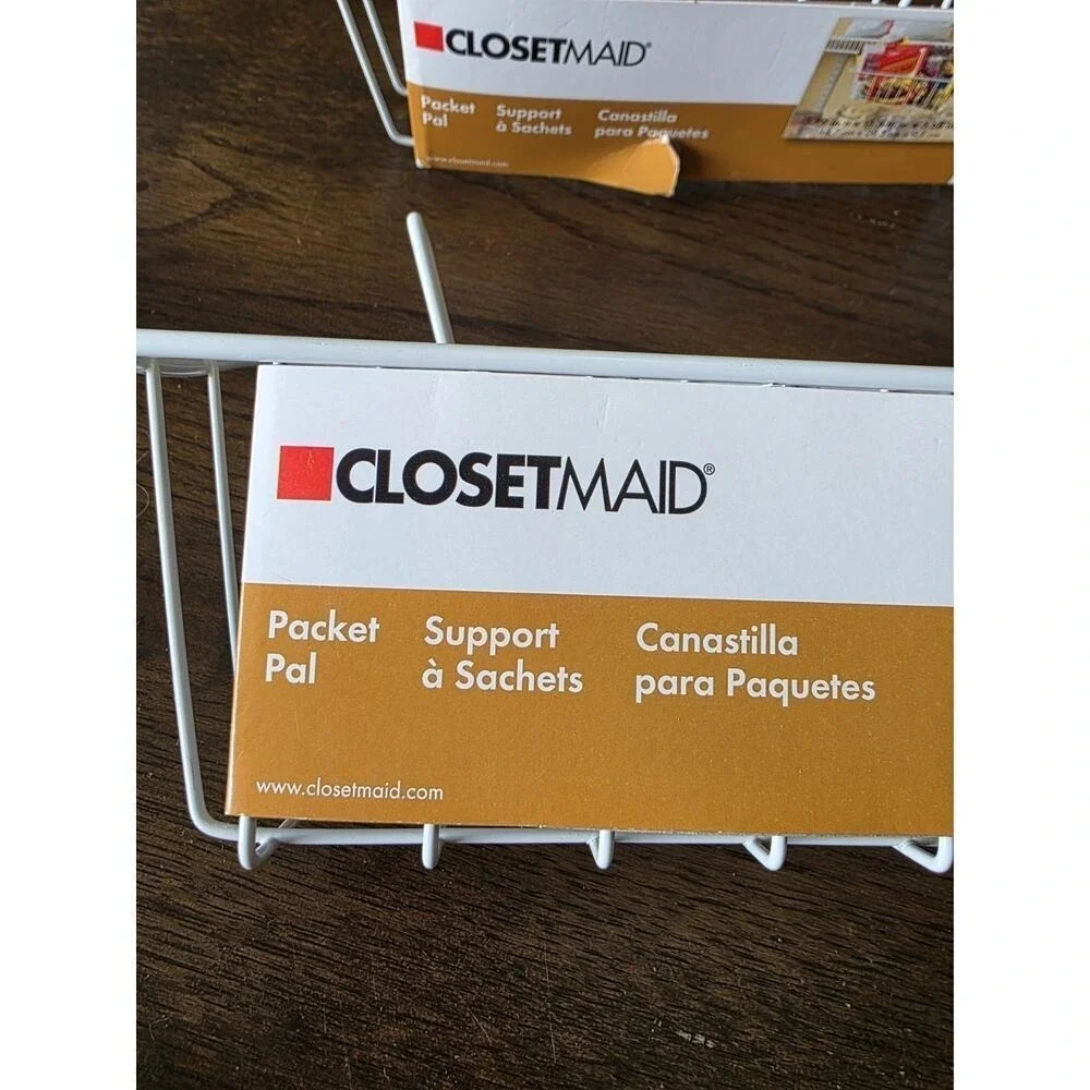 ClosetMaid Pocket Pal Wire Shelf Basket 3937 LOT OF 2 White Hook On Organizer B3 - Picture 7 of 16